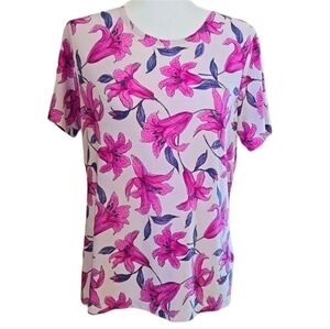 JM Collection floral short sleeve blouse